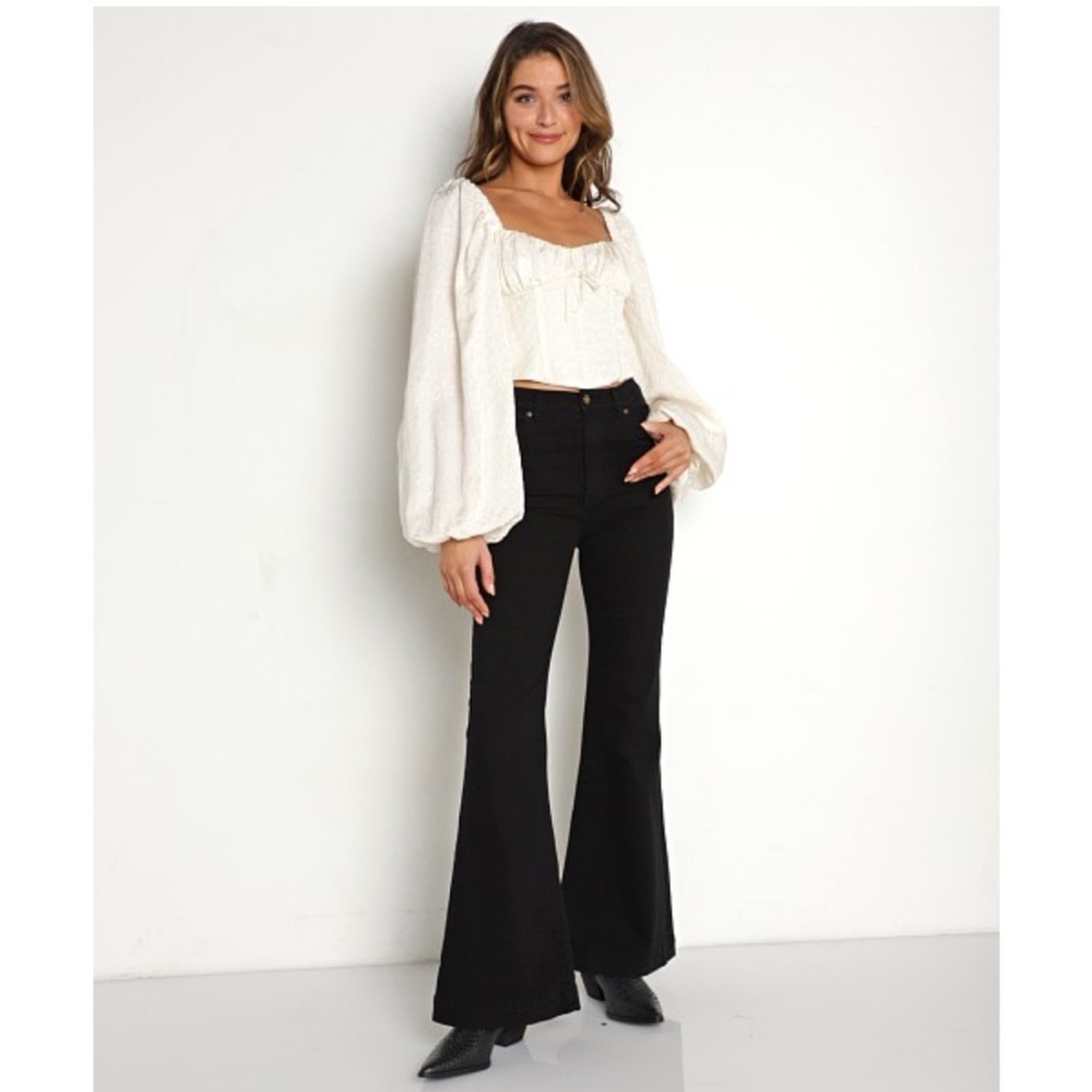 For Love and Lemon Janet Long Sleeve Corset Women's Top Ivory S. $149